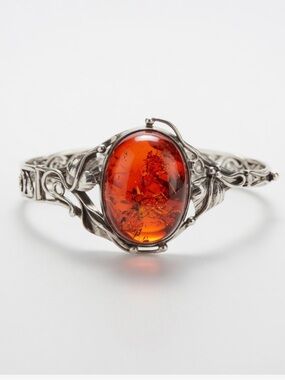 Vintage Sterling Silver Amber and leaves Bracelet